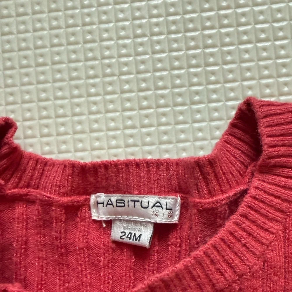 Habitual|Baby girl Red Knit long sleeve dress with diaper cover,SOFT/stretchy•